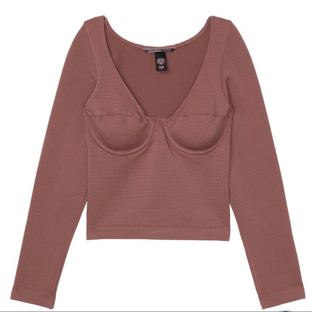 Victoria Secret Long-Sleeve Corset Top- Vintage Rose